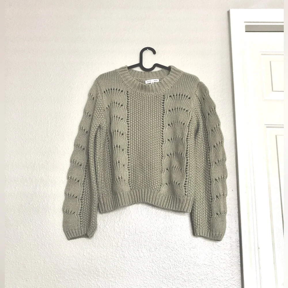 Woven Heart Sage Knit Sweater - Picture 1 of 5